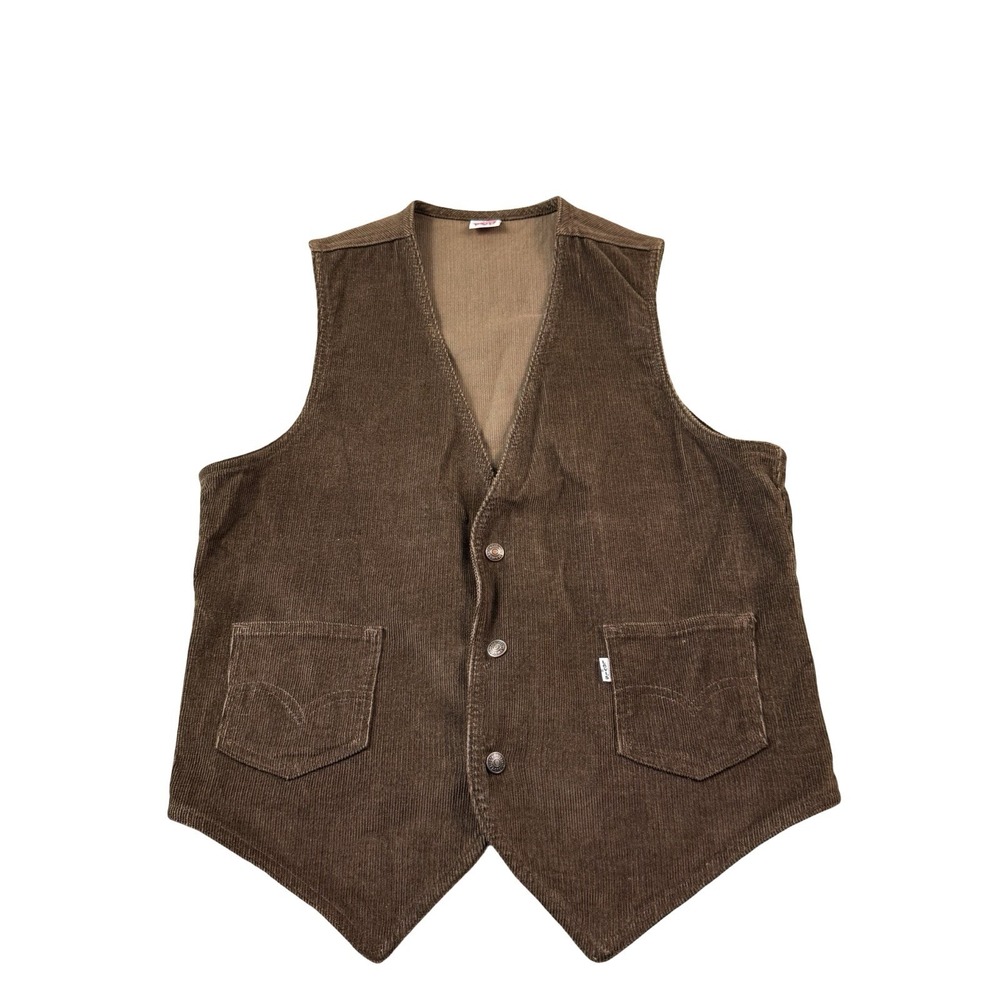 Levis Brown VTG White Tab Corduroy Mens Waistcoat Vest 60505 1529 Medium M USA